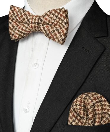 Метелик чоловічий JEMYGINS вовняний однотонний, з нагрудною хустинкою, для осені-зими, коричневий