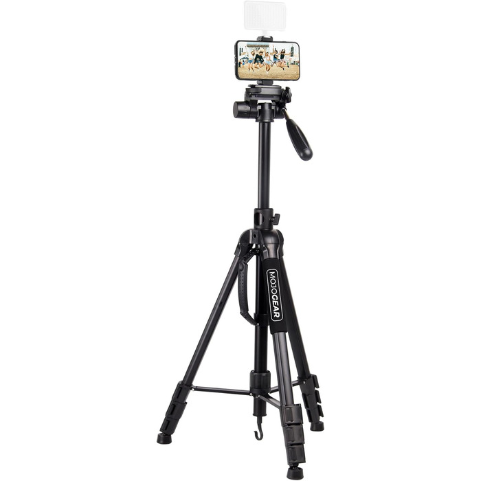 Штатив відео MOJOGEAR 140 см з тримачем для смартфона - штатив для камери/DSLR/телефона з алюмінію, з кульковою головкою, швидкознімною платформою, сумкою (SAB234)