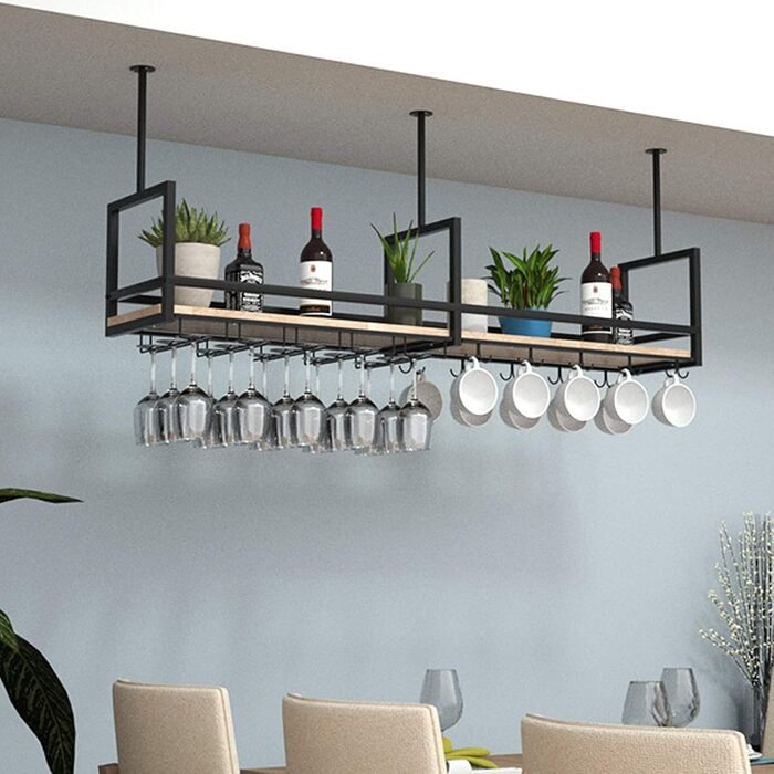 Металевий настінний/підвісний стелаж для вина DSVONAUS, 100x30x60 см - для бару, ресторану, кафе, кухні