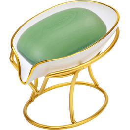 Миска для мила з отвором для стоку, тримач для мила в душ, полиця для мила у формі листка, вінтаж, декор для кухні, ванної кімнати, душу, умивальника (білий)