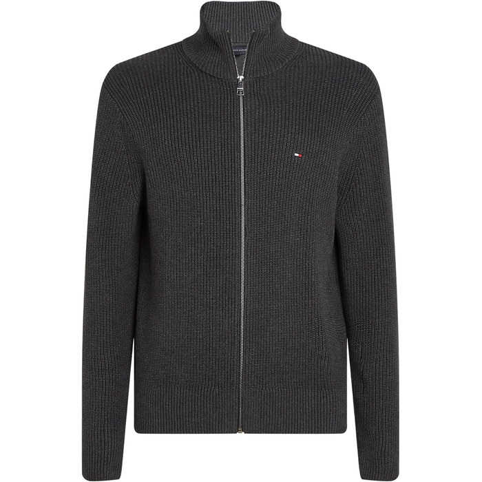 Кардиган Tommy Hilfiger чоловічий з блискавкою, бавовна, білий (слонова кістка), сірий (темно-сірий heather), розмір L