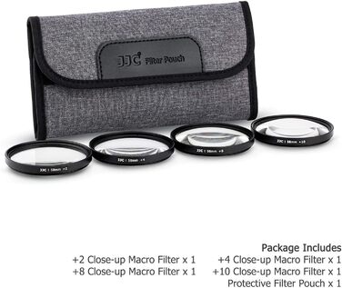 Набір макрофільтрів JJC 58 мм (+2, +4, +8, +10) для Canon EOS 90D 80D 5DII 5DIII 60D 70D та інші камери з об'єктивом 58 мм + чохол для фільтрів