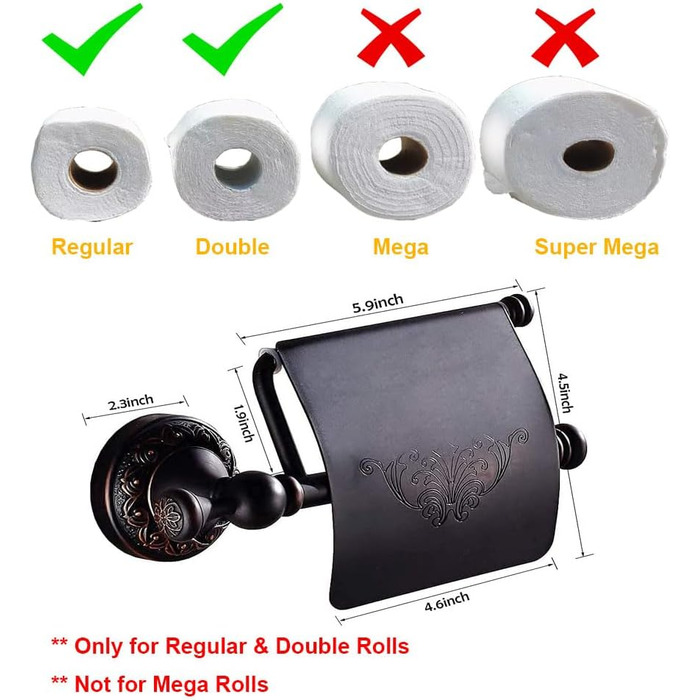 Тримач туалетного паперу вінтажний з латуні з кришкою, настінний, для ванної кімнати, бронзовий (олійна обробка)