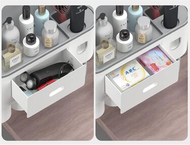 Toothpaste Dispenser Bathroom Toothbrush Holder Set, Wall-Mounted Toothbrush Holder with Double Automatic Toothpaste Dispenser, 3 Cups and Drawer for Bathroom