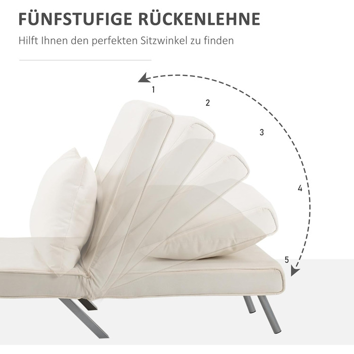 HOMCOM Convertible Sofa Bed with Adjustable Backrest