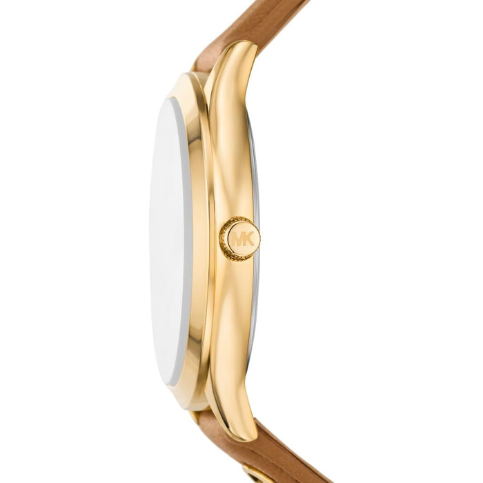 Жіночий годинник Michael Kors Slim Runway 38мм з кварцовим механізмом та шкіряним ремінцем (Коричневий та Золотий)