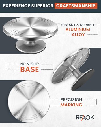 Набір для випічки тортів RFAQK 50-в-1: обертовий стіл, 12 підставок, цукрове декорування, вирівнювач 31.5 см