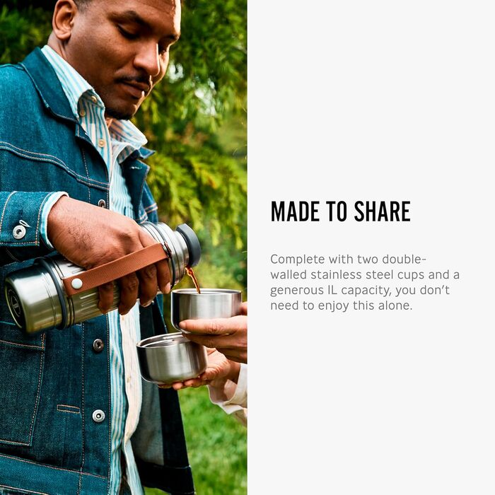 Термос Explorer Flask Duo Black + Blum: вакуумна ізольована фляга з нержавіючої сталі, 2 чашки, 24 години термальна ізоляція