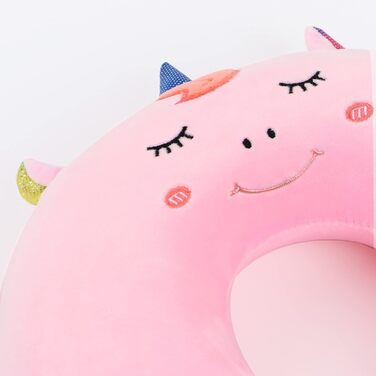 Дитяча подушка для подорожей з маскою для сну, м'яка подушка для шиї з memory foam, рожева, єдиноріг