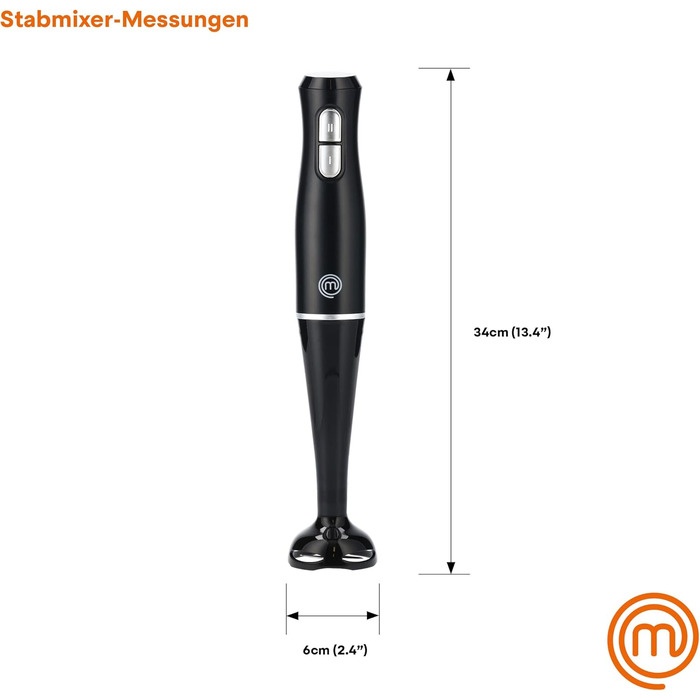 Стабілізатор MasterChef Edelstahl 3 в 1: блендер, міксер, пінозбивач. 400W, 2 швидкості, для кухні, миється в посудомийній машині