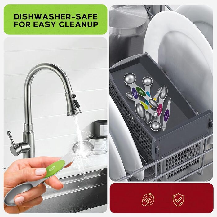 Набір магнітних мірних ложок, нержавіюча сталь, N52 магніти, 7 ложок з рівнем, для спецій, рідин, випічки та приготування їжі