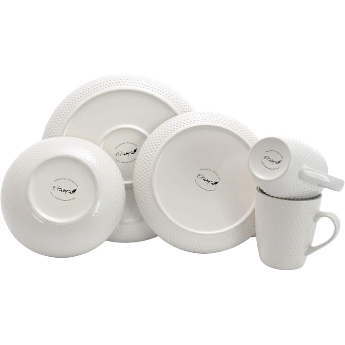 Набір посуду Elama Rundes Geschirr-Set, 16 частин, стеатова глина, блакитний та білий з візерунком