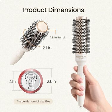 Кругла щітка для волосся AIMIKE NaturaVol для об'єму та гладкості, з кліпсами (32 мм, 53 мм)