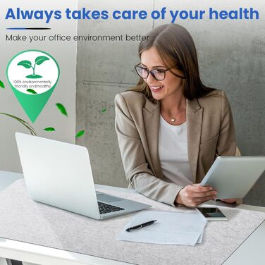 Підкладка для столу з фетру | 100x40 см | Нековзна килимок для миші | Великий фетровий килимок для офісу та дому | Захист столу (світло-сірий)