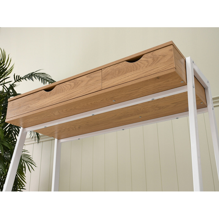 Прямокутний письмовий стіл Mebel-Partner 100 x 45 x 75 см, білий/золотий дуб