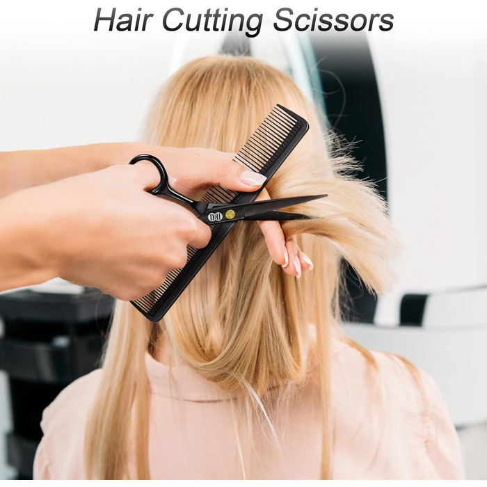 Професійний набір фрізьорських ножиць CIICII (6,7 дюйми) для стрижки волосся, бороди та догляду за тваринами. Чорний колір.