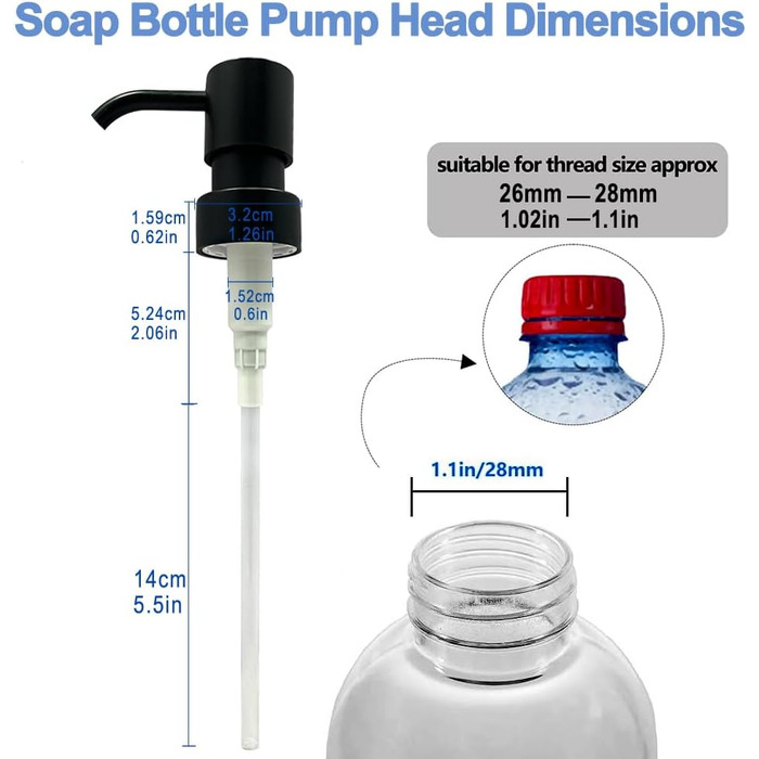 Дозатор для мила Suanti, 425 мл, з помпою з брашованого нікелю, наповнюваний, квадратний, декоративний, для мила для рук, миття посуду та лосьйонів, стиль мармур (чорна помпа - 2 шт.)