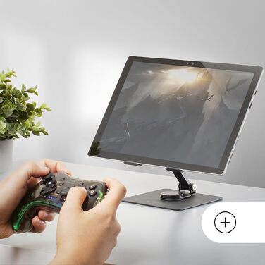 Підставка для планшета та ноутбука Mars Gaming MA-RST 2в1, поворотна на 360°, регулювання висоти та кута на 180°, сталева складана стійка, протиковзкою, чорна