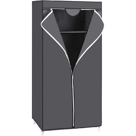 SONGMICS Fabric Clothes Closet, Foldable, with Clothes Rod, Simple Clothes Rack, Toy, Shoe, Bag Organizer, Living Room, Bedroom, Wardrobe, 75 x 45 x 160 cm, Grey