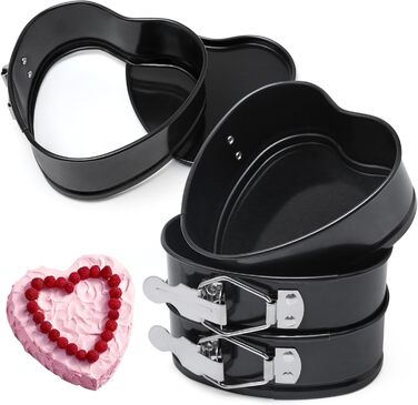 Форма для випічки BelleStyle Kleine Herz, 4 шт., 12 см, серцеподібна, антипригарна, з плоским дном, для випічки тортів, хліба