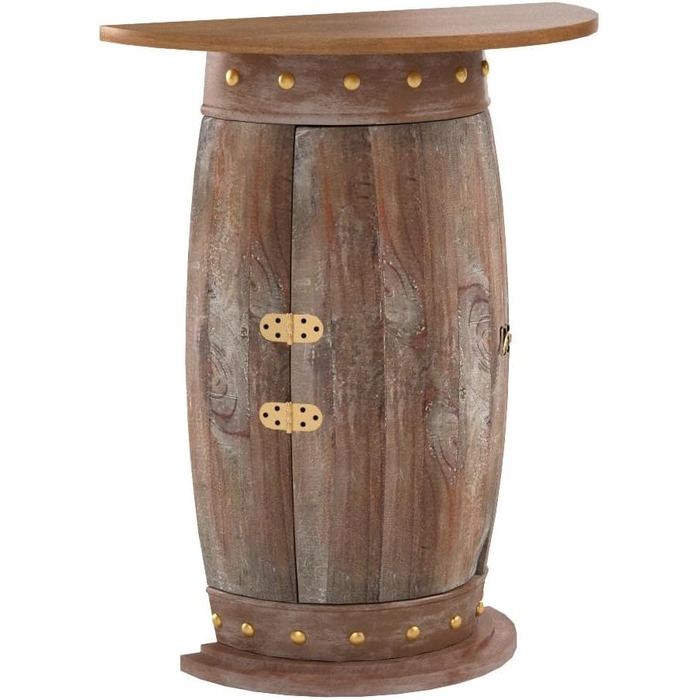 DanDiBo Half-Round Console Table with Wine Rack, Wine Barrel, 0373-R Brown, Wooden Barrel Cabinet, 73 cm Side Table, Console Table, Wall Console, Bar