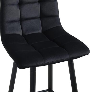 Velvet Bar Stools Set of 2 with Backrest - 66cm Seat Height - Black Kitchen Bar Stools for Countertops