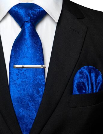 Чоловічий краватка та нагрудна хустка JEMYGINS з затискачем для краватки (синій/діоден синій)