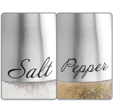 Набір для солі та перцю Com-Four® з нержавіючої сталі та скла (2 шт.) - дозатор спецій, контейнер для приправ з написом, для кухні та ресторану (сріблястий)