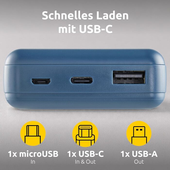 Повербанк Intenso Powerbank XS10000, 10000 мАг, швидка зарядка, USB-C, USB-A, microUSB для смартфона, планшета та камери, Petrol