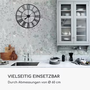Casa Chic Wall Clock for Kitchen, Living Room, Bathroom - Silent Clock, Metal Clocks with Quartz Movement, Large Kitchen Clocks, Modern Wall Clock, Vintage without Ticking Sounds, Outdoor 60 cm