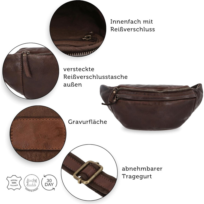 Чоловіча та жіноча поясна сумка Gusti Leather Spencer I з натуральної шкіри (колір: коричневий)