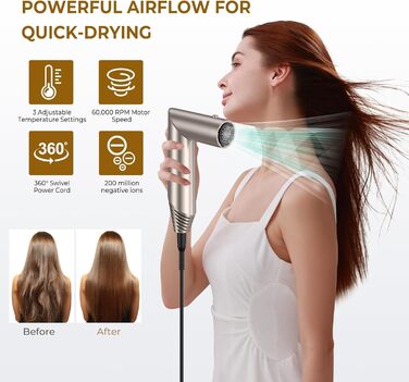 Фен-стайлер 6 в 1 для волосся, Airstyler Set, автоматичний локонів, термощітка, фен, мультистайлер для жінок, чорний (золотий)