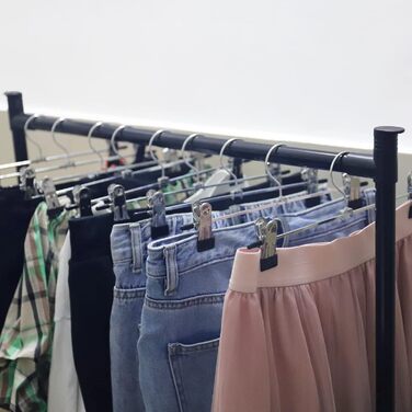 Metal Trouser Hangers, Clothes Hangers with Adjustable Clips, Anti-Slip Trouser Hangers, Strong Chrome Hangers for Trousers, Skirts, Socks, Underwear, 12 Pack
