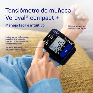 Тонометр VEROVAL BiManán Compact - цифровий, на зап'ястя, автоматичний, для точного вимірювання, 200 значень, універсальний розмір (22-42 см)