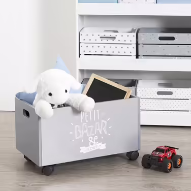Atmosphera - Toy chest gray with wheels - Gray