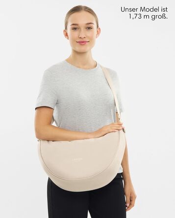 Сумка через плече LARKSON Solveig Medium бежева - Містка напівмісяць (8 л) - Водовідштовхувальна