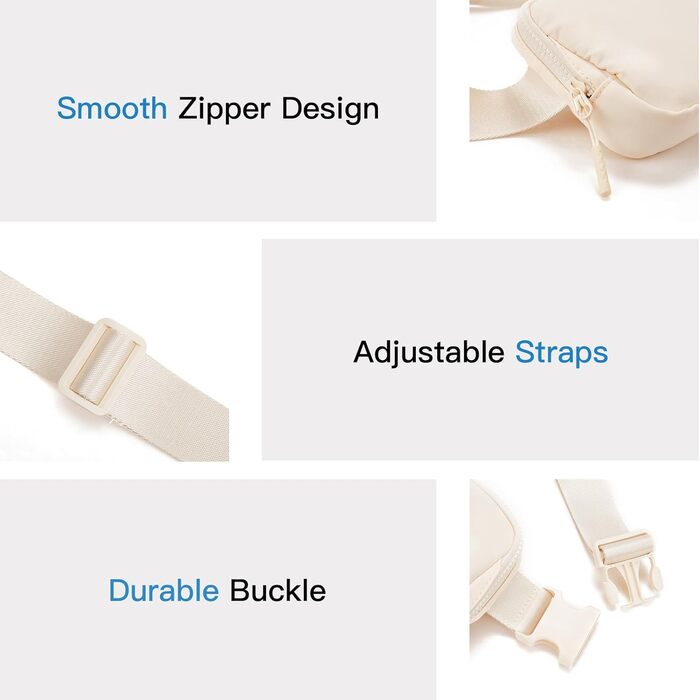 Сумка на пояс жіноча/чоловіча Telena, сумка через плече, кросбоді, поясна сумка, сумка на стегно, для спорту та повсякденного носіння, бежева