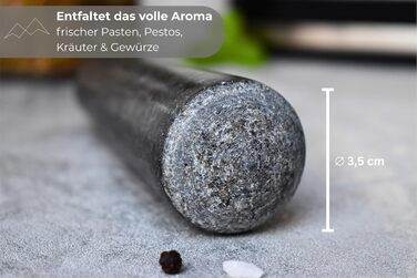 Гранітний ступка з товчником BERGART - ступка з високоякісного граніту, довговічна, для трав, спецій та песто