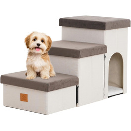 Сходинки для собак на 3 сходинки, 44 см, з місцем для зберігання, для ліжка/софи, для котів, для літніх тварин, губка, хатня тварина, бежевий колір
