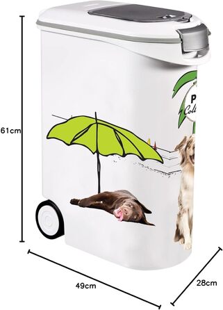 Контейнер для корму Curver для собак – 20 кг/54 л – Pets Collection – великий герметичний контейнер для зберігання корму для собак з колесами – 28 x 49 x 61 см