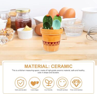 Zerodeko 1 Cactus Measuring Spoon Cactus Measuring Cacti with Holder Coffee Measuring Measuring Cup Gifts Baking Measuring Spoons For The Kitchen Salt Spoon Milk Small Tools Ceramic Coffee Powder