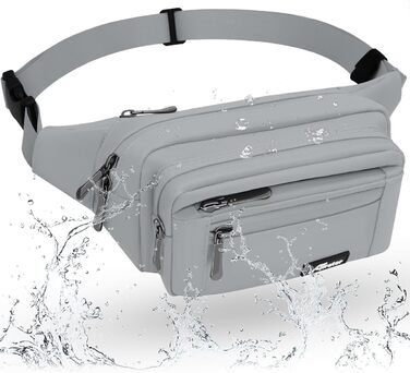 Чоловіча та жіноча поясна сумка на пояс, водонепроникна, з тримачем для пляшки, для піших прогулянок, прогулянок з собакою, активного відпочинку (A-сірий)