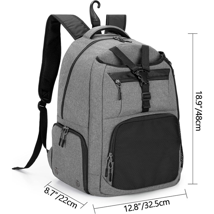 DSLEAF Tennis Bag for 2 Rackets - Backpack with Shoe Compartment - Sports Training Gym Bag for Tennis, Pickleball, Badminton, Squash - Grey
