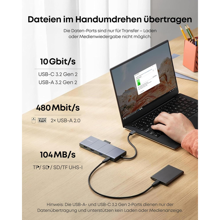Хаб USB-C Anker 565 11-в-1: Док-станція з USB-A, HDMI 4K, DisplayPort, PD 85W, Ethernet, microSD, SD, для MacBook Pro та інших