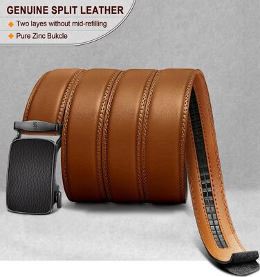 Чоловічий шкіряний ремінь KEMISANT з автоматичною пряжкою, 35 мм, без дірок, регульований, 140-160 см