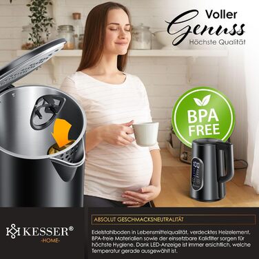 KESSER® Stainless Steel Kettle 1.7 Liter | LED Display | 4-Mode Temperature Setting 40°C-100°C | 30-Minute Keep Warm | Electric Tea Kettle 2200W BPA-Free | Scale Filter & Easy-Open Lid, (Black)