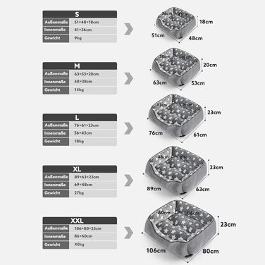 Крісло-лежанка для собак середніх порід FURTIME, кошик для собак, лежанка для собак, м'яка, з неслизьким покриттям, сіра/зірки, L (76x61x23 см)