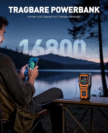 TREKURE 7000A Пусковий пристрій (Powerbank) для авто з тестером акумулятора та OBD2 діагностикою – 12V для бензину/дизеля до 10л, LED ліхтар, аварійний інструмент для легкових авто