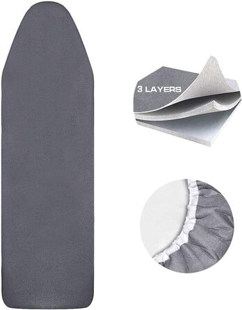 Чохол для прасувальної дошки з регулюванням, 120x40 см, сумісний з парогенераторами, розмір дошки 33–46x115–130 см, 100% бавовна