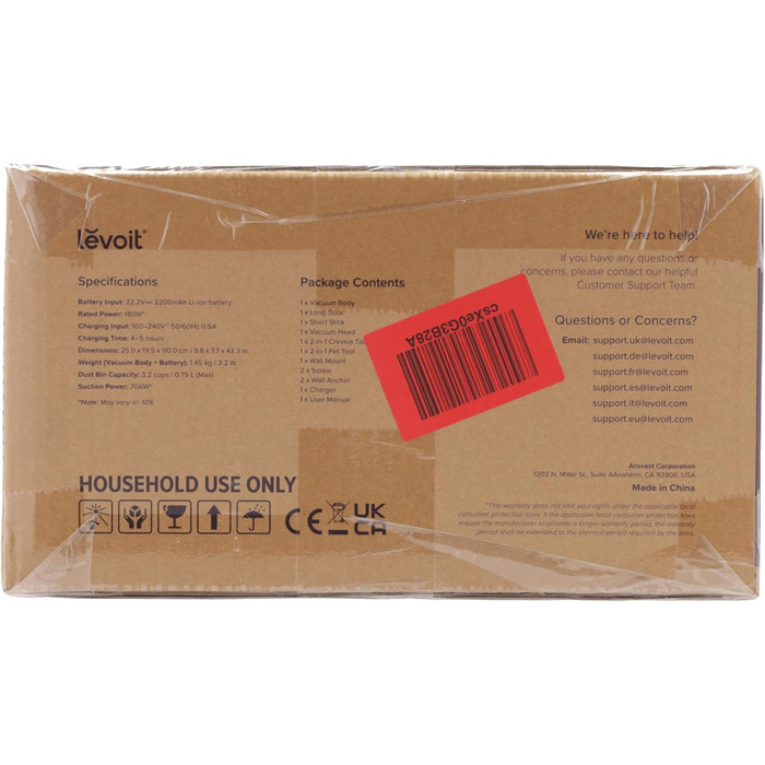 Бездротовий пилосос Levoit LVAC-200: 4-в-1, для дому та авто, фільтрація 99.9%, видалення шерсті тварин
